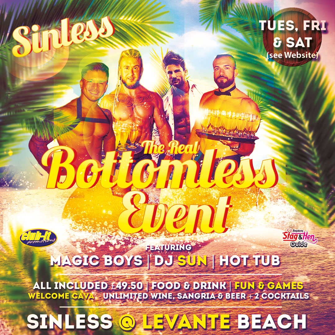 inless bottomless brunch in Benidorm with sexy butlers